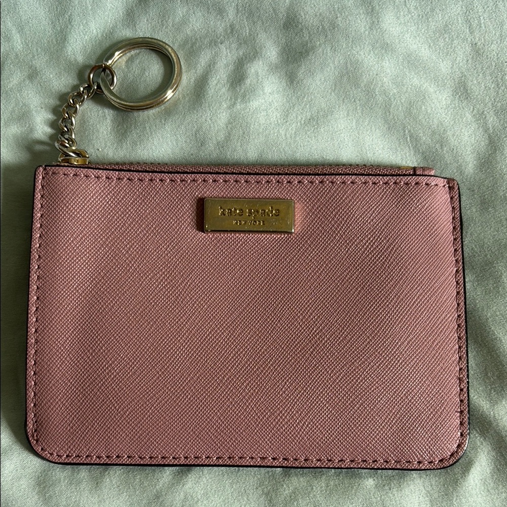 Kate Spade Pink Key Card Holder with Gold Accents